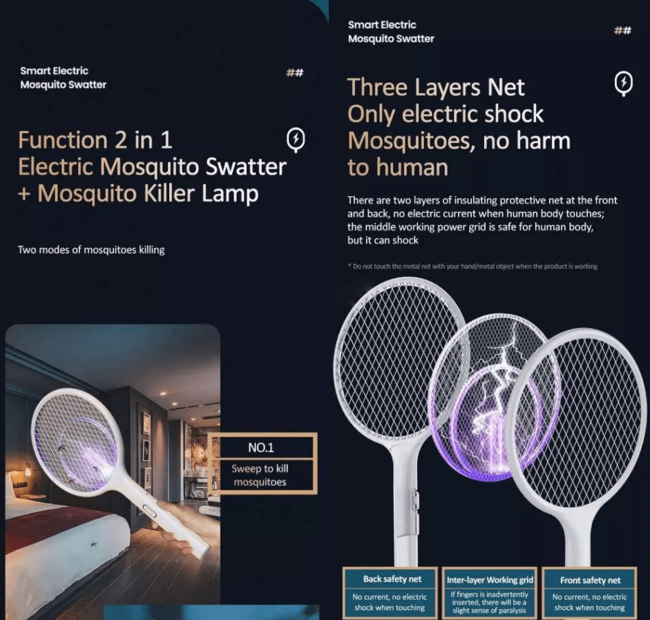 USAMS 2 in 1 Electric Mosquito Swatter Killer Lamp in BD